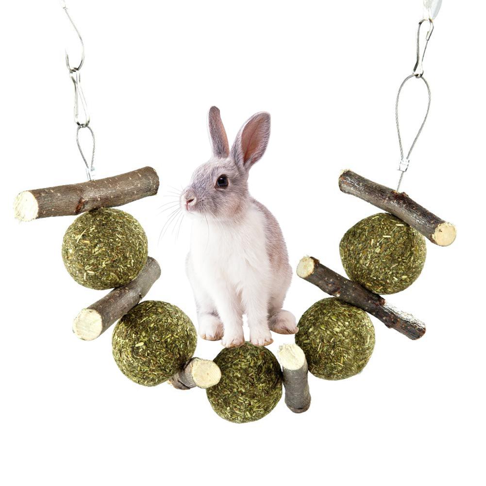 Natural Pet Molar Toy Set – 5 Grass Balls & 6 Apple Branches - TailTiddy