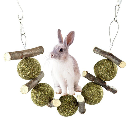 Natural Pet Molar Toy Set – 5 Grass Balls & 6 Apple Branches - TailTiddy