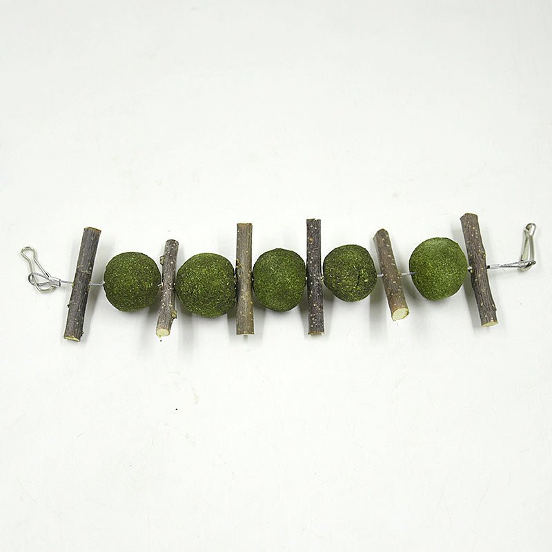 Natural Pet Molar Toy Set – 5 Grass Balls & 6 Apple Branches - TailTiddy