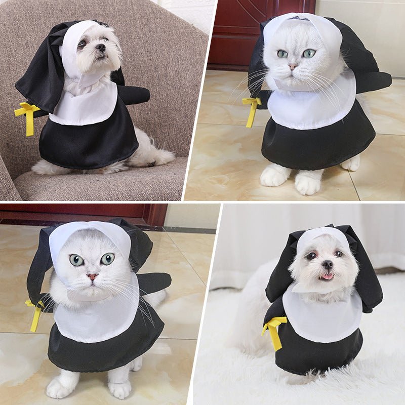 Pet Halloween Pet Costume Cat Dog Clothes Nun Dress Up Holiday Atmosphere - TailTiddy