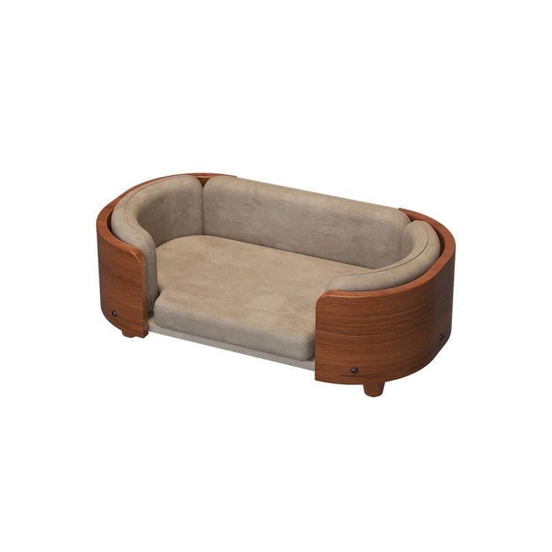 Premium Vintage Style Pet Sofa Bed – Wooden Frame with Detachable Plush Cushion for Cats & Small Dogs - TailTiddy