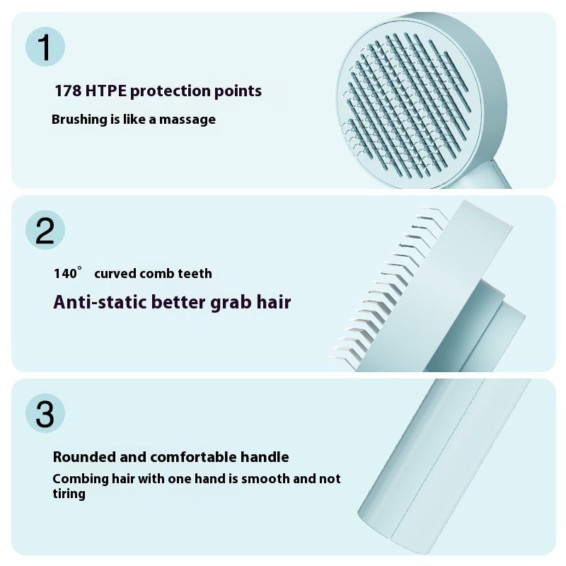 Self-Cleaning Pet Grooming Brush – Hair Remover & Massage Comb for Dogs & Cats - TailTiddy