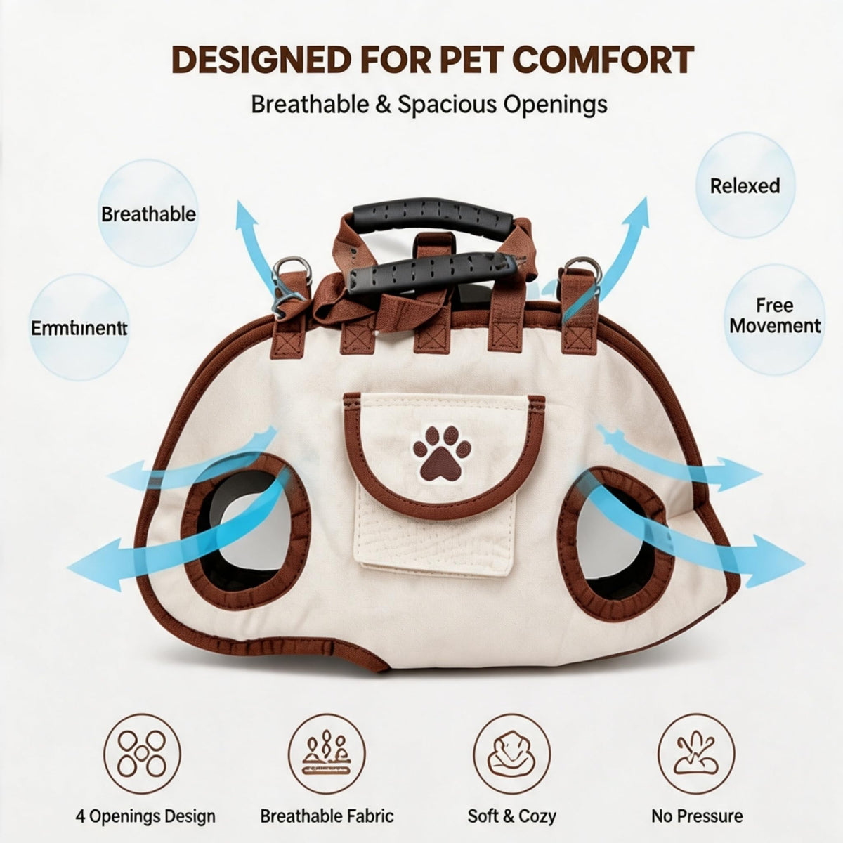Small Dog Carrier Bag – Hands-Free Pet Carrier Purse with Shoulder Strap and Leash Function - TailTiddy