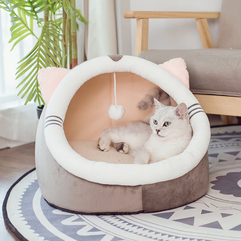 Winter pet cat house with velvet - TailTiddy