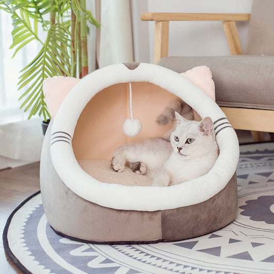 Winter pet cat house with velvet - TailTiddy