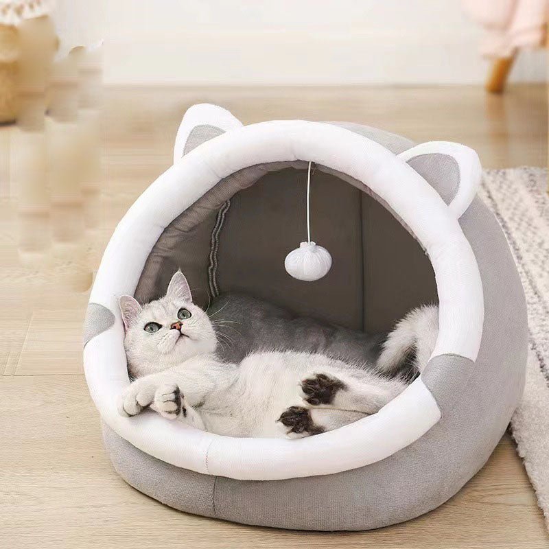 Winter pet cat house with velvet - TailTiddy