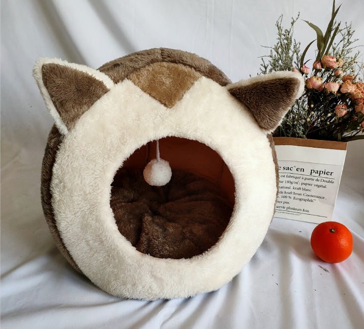 Winter pet cat house with velvet - TailTiddy