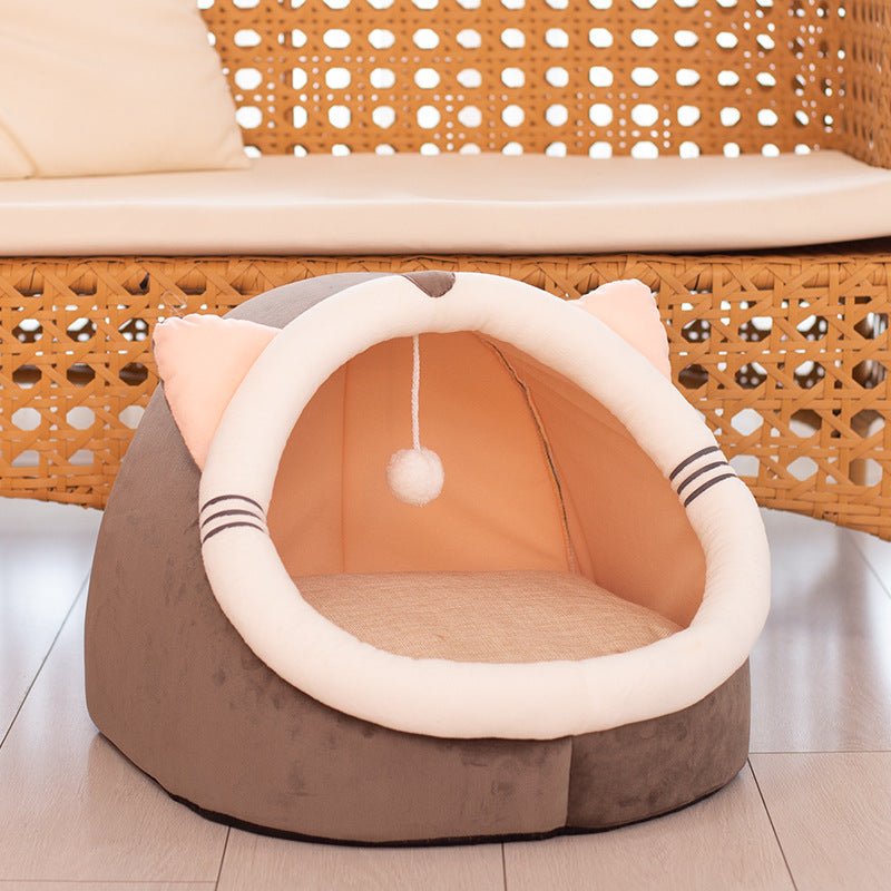Winter pet cat house with velvet - TailTiddy